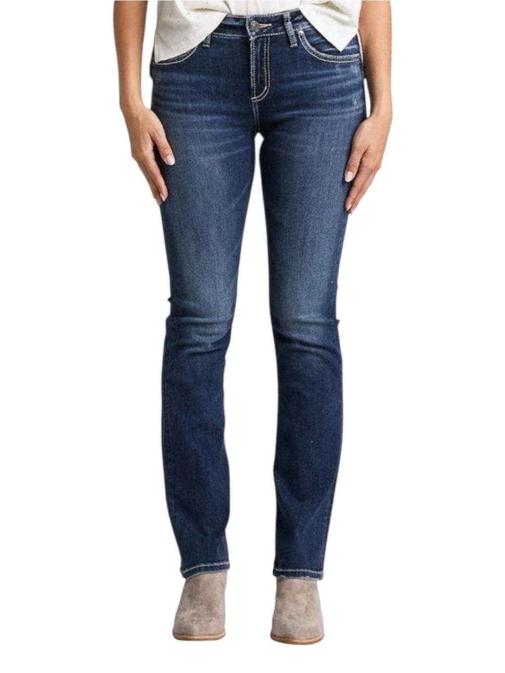 Silver Jeans Avery High Rise Slim Bootcut Jeans W33 L33 Dark Indigo
